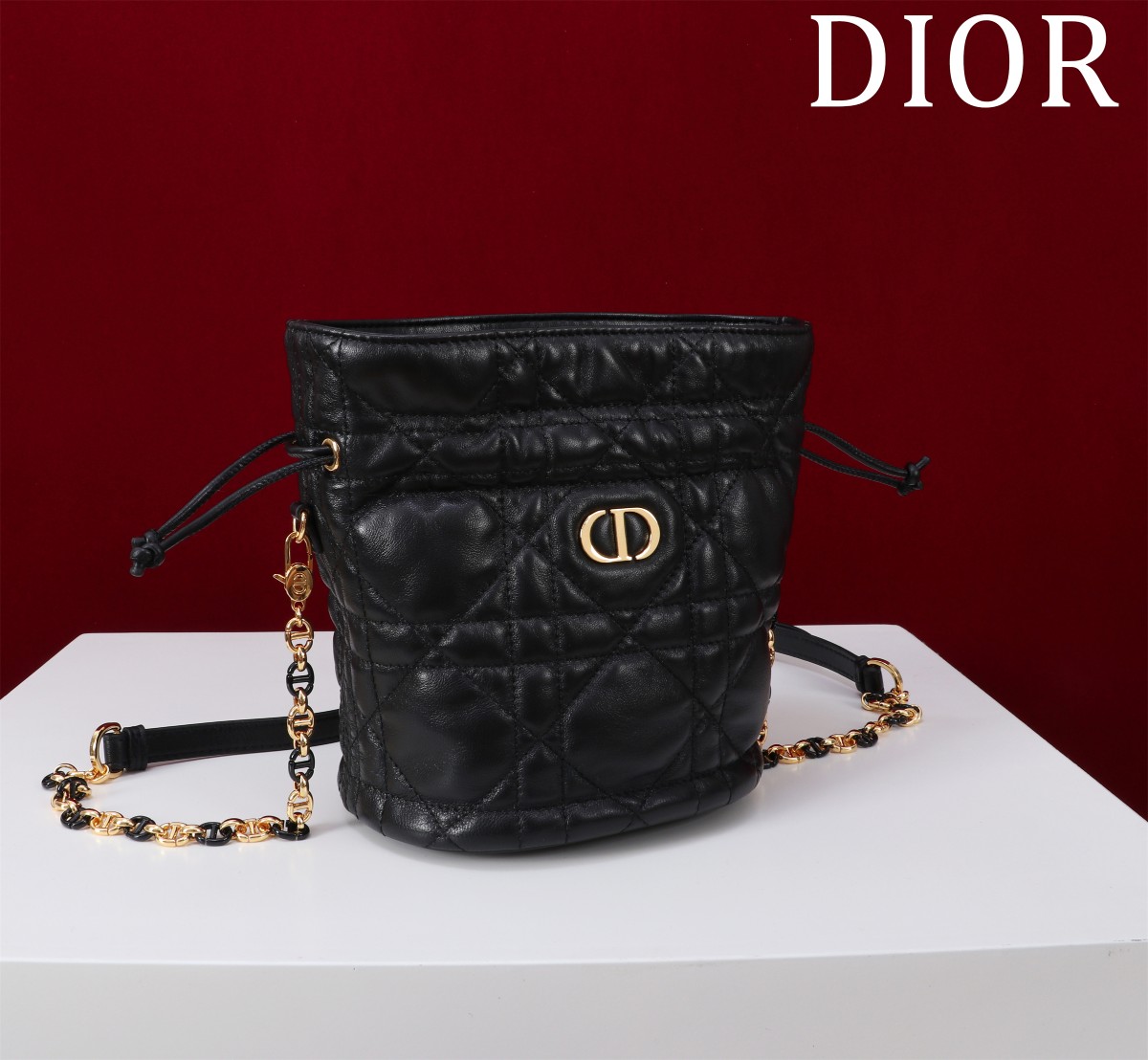 Dior A貨女款黑色皮革水桶包輕奢菱格紋柔軟大容量| 12 Dior A貨女款黑色皮革水桶包輕奢菱格紋柔軟大容量