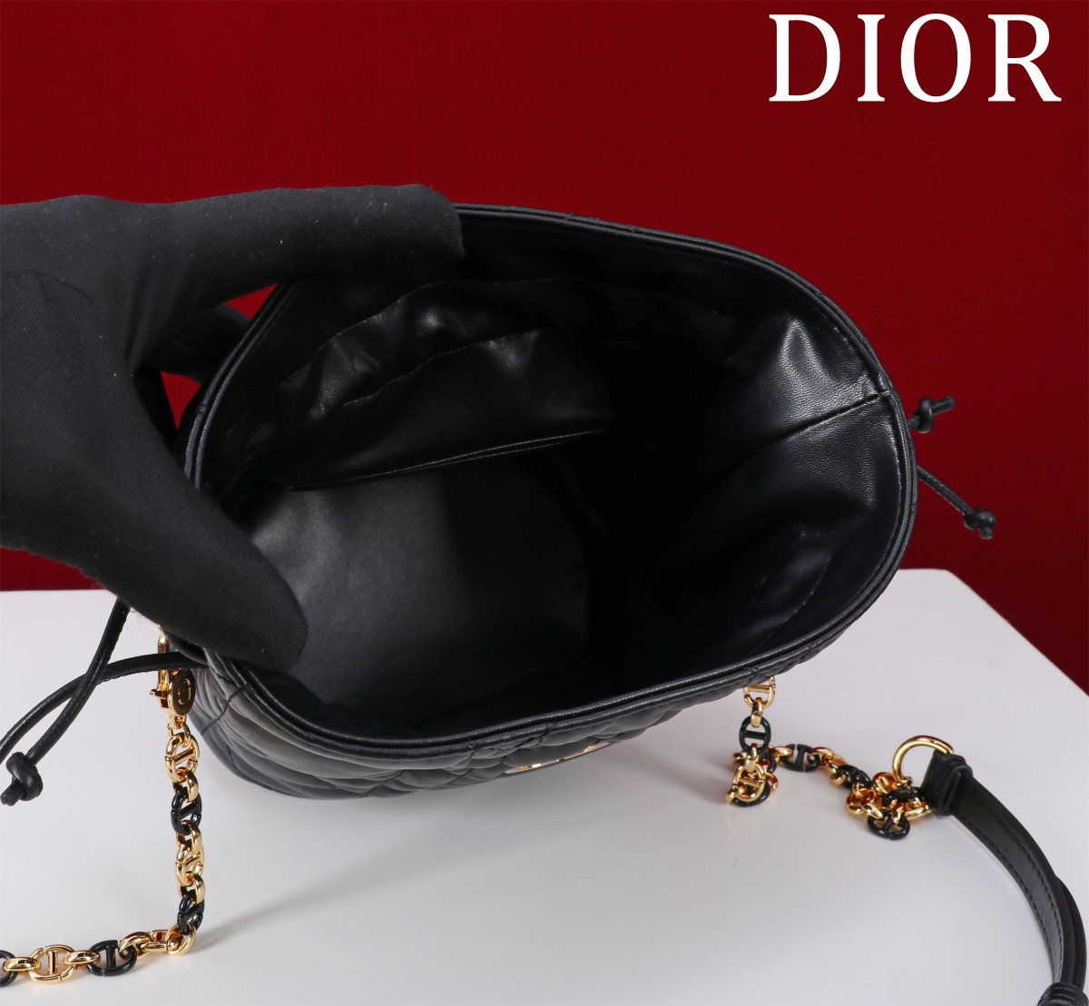Dior A貨女款黑色皮革水桶包輕奢菱格紋柔軟大容量| 10 Dior A貨女款黑色皮革水桶包輕奢菱格紋柔軟大容量