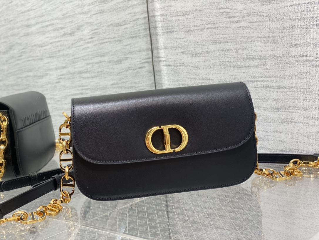 Dior高仿女款黑色鍊條包光滑皮革大Logo經典必備| 14 Dior高仿女款黑色鍊條包光滑皮革大Logo經典必備
