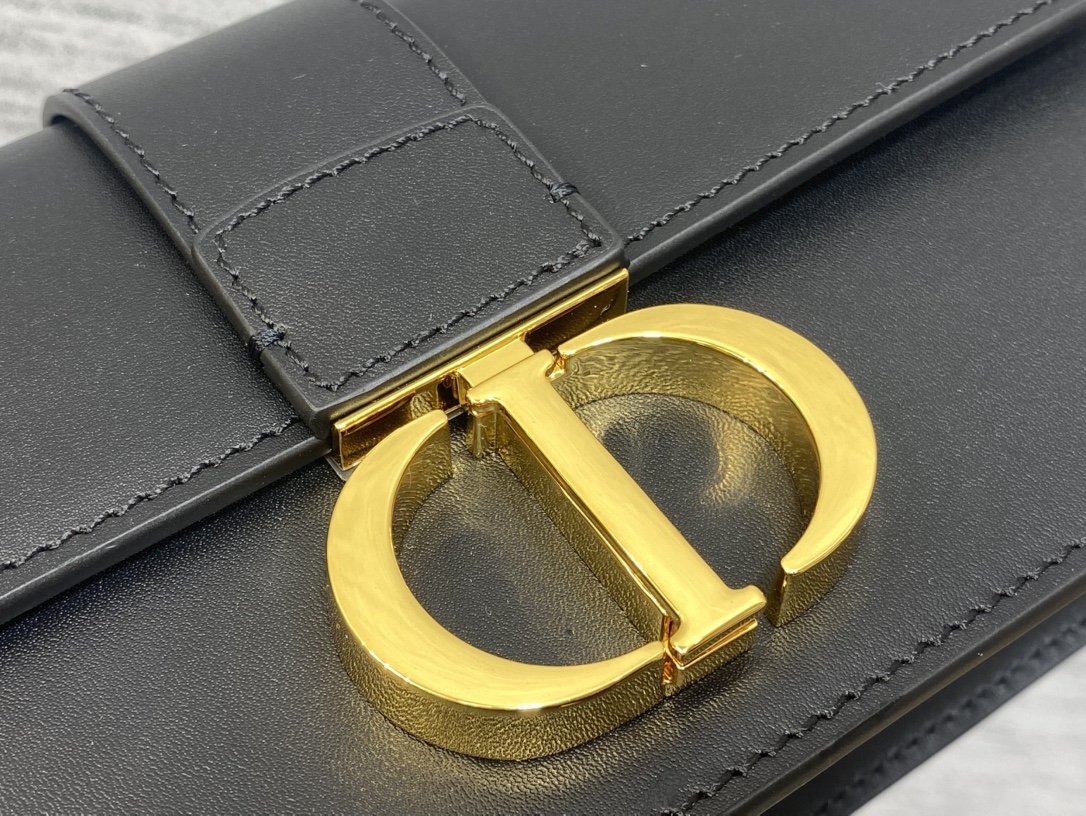 Dior原單30 Montaigne金鍊包 女士黑色簡約皮革斜背包| 13 Dior原單30 Montaigne金鍊包 女士黑色簡約皮革斜背包