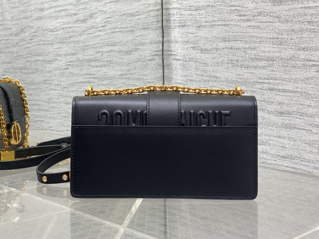 Dior原單30 Montaigne金鍊包 女士黑色簡約皮革斜背包| 12 Dior原單30 Montaigne金鍊包 女士黑色簡約皮革斜背包