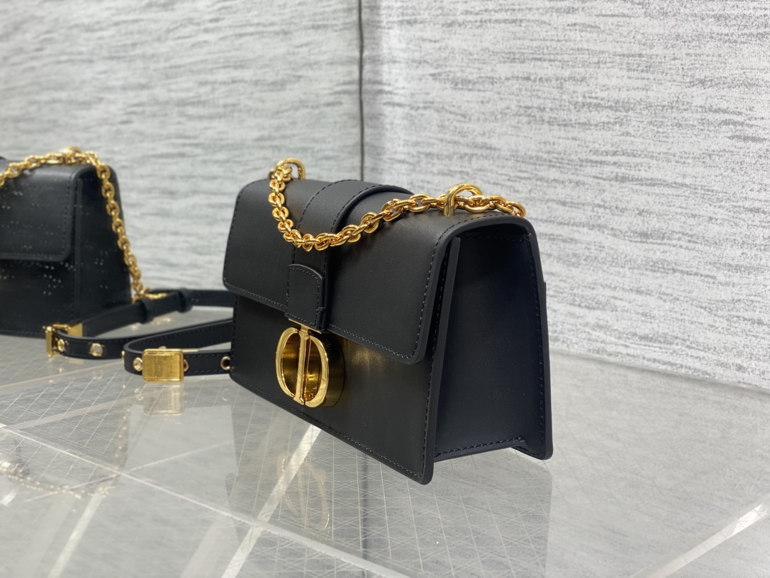Dior原單30 Montaigne金鍊包 女士黑色簡約皮革斜背包| 11 Dior原單30 Montaigne金鍊包 女士黑色簡約皮革斜背包