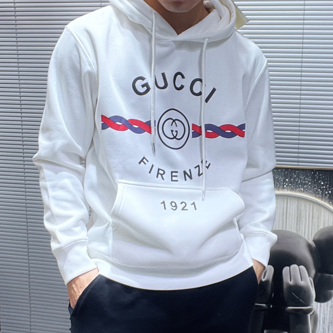 Gucci高仿男士白色連帽衛衣 1921 FIRENZE 復古設計百搭潮款| 9 Gucci高仿男士白色連帽衛衣 1921 FIRENZE 復古設計百搭潮款