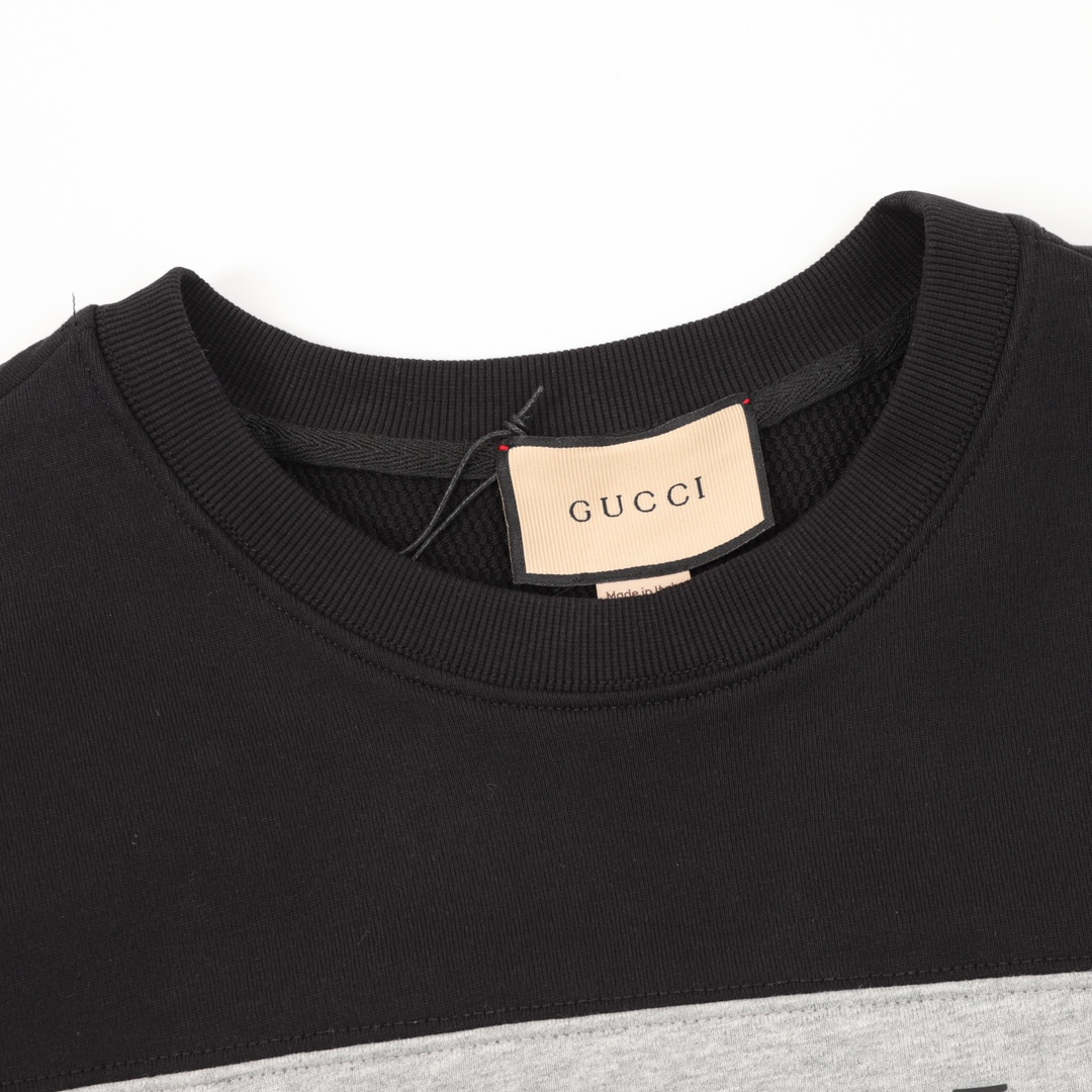 Gucci原單男士圓領拼接衛衣灰黑撞色設計經典品牌風格| 13 Gucci原單男士圓領拼接衛衣灰黑撞色設計經典品牌風格