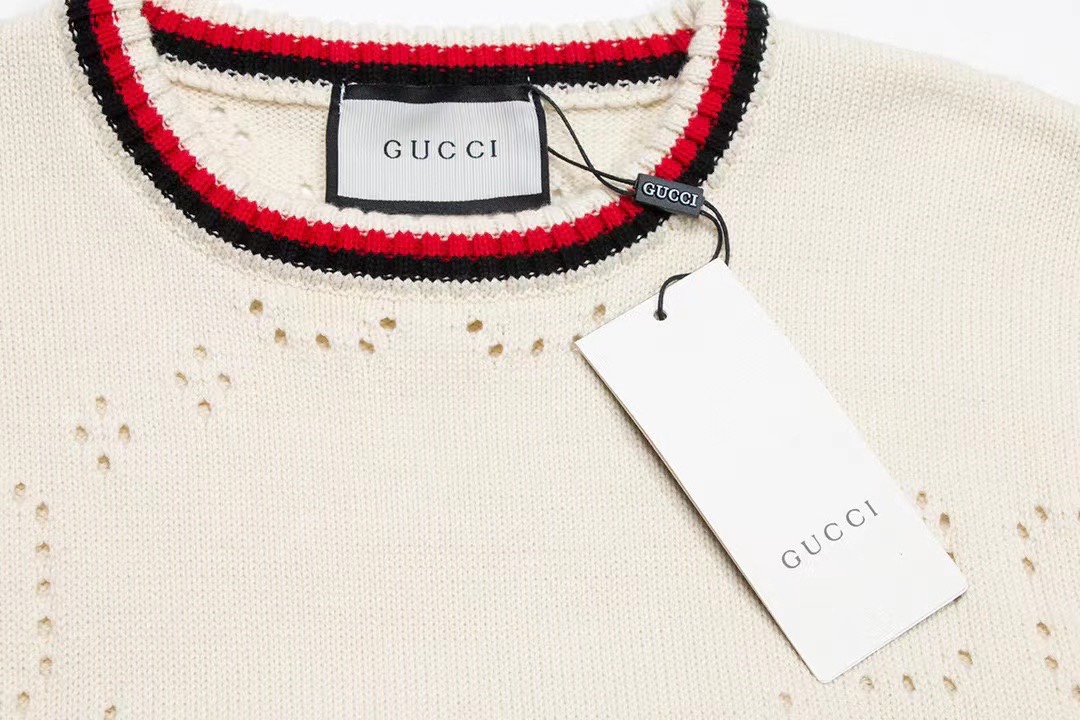 Gucci A貨白色GG鏤空毛衣圓領剪裁內搭外穿皆宜| 11 Gucci A貨白色GG鏤空毛衣圓領剪裁內搭外穿皆宜