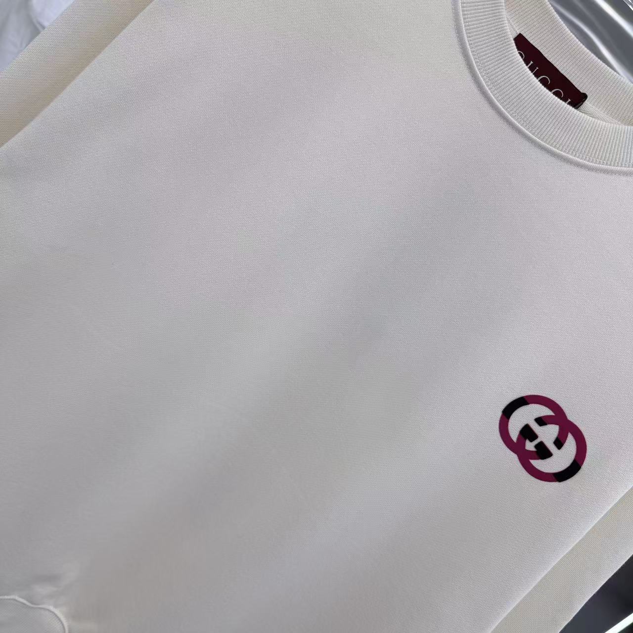 Gucci一比一白色圓領衛衣紅色雙G小LOGO簡約百搭| 10 Gucci一比一白色圓領衛衣紅色雙G小LOGO簡約百搭