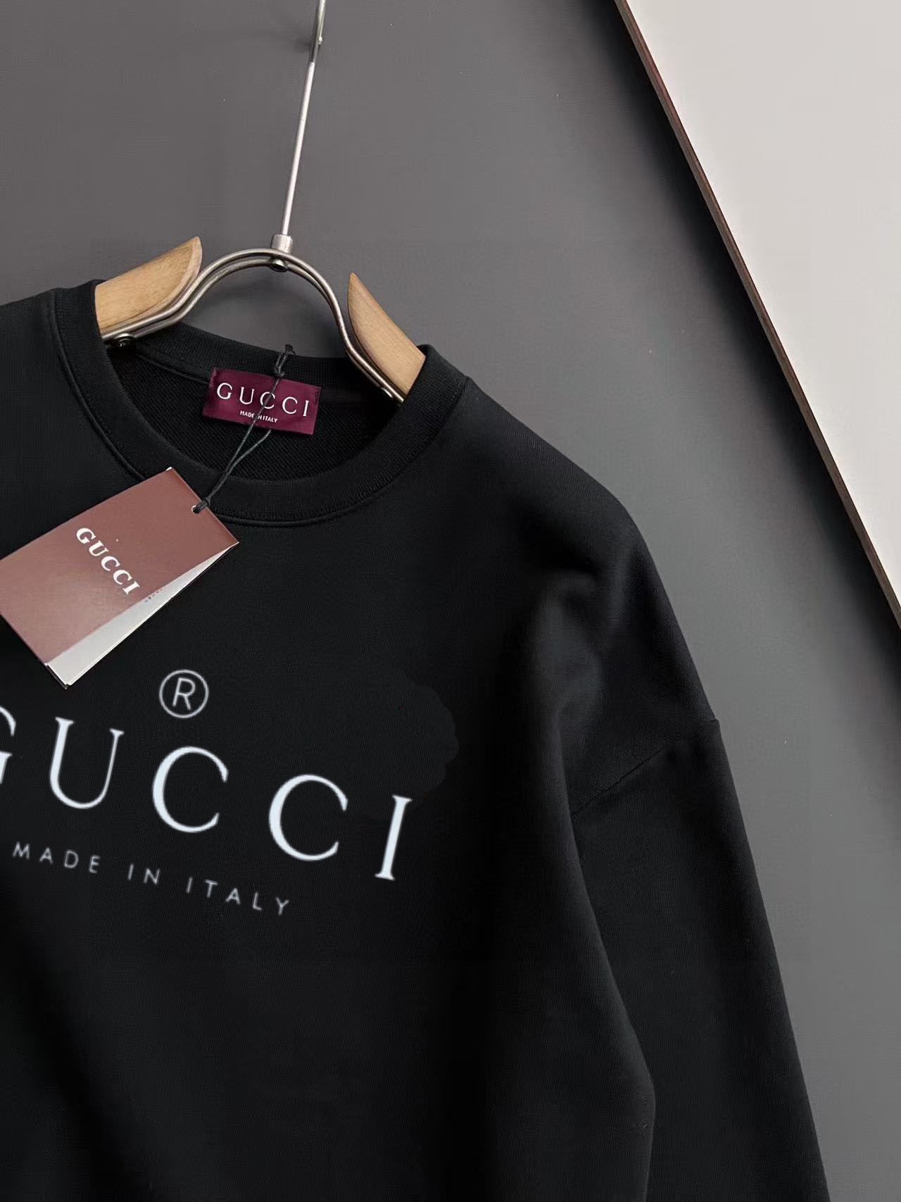 Gucci高仿圓領男衛衣 黑色義大利製LOGO百搭款| 9 Gucci高仿圓領男衛衣 黑色義大利製LOGO百搭款