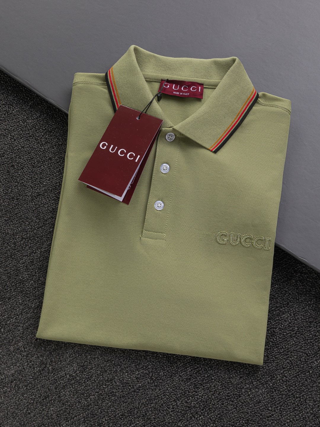 Gucci A貨男士POLO衫綠色復古風刺繡字樣時尚撞色設計| 12 Gucci A貨男士POLO衫綠色復古風刺繡字樣時尚撞色設計