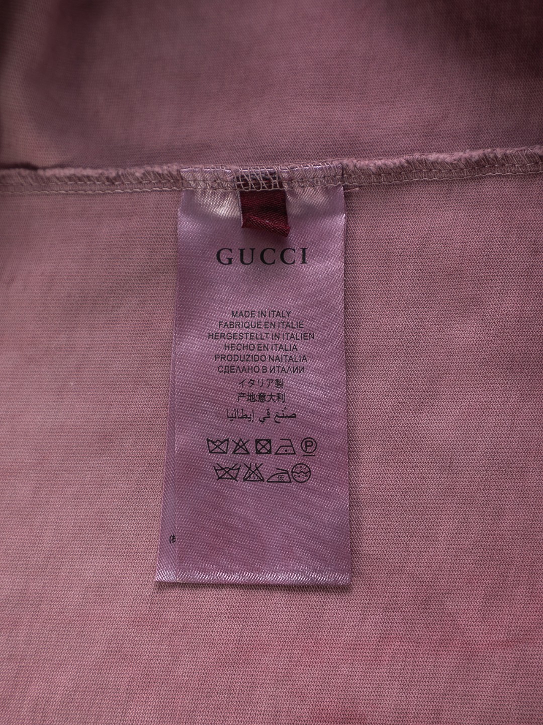 Gucci原單短袖T恤男士紫紅水洗設計立體刺繡LOGO休閒款| 16 Gucci原單短袖T恤男士紫紅水洗設計立體刺繡LOGO休閒款