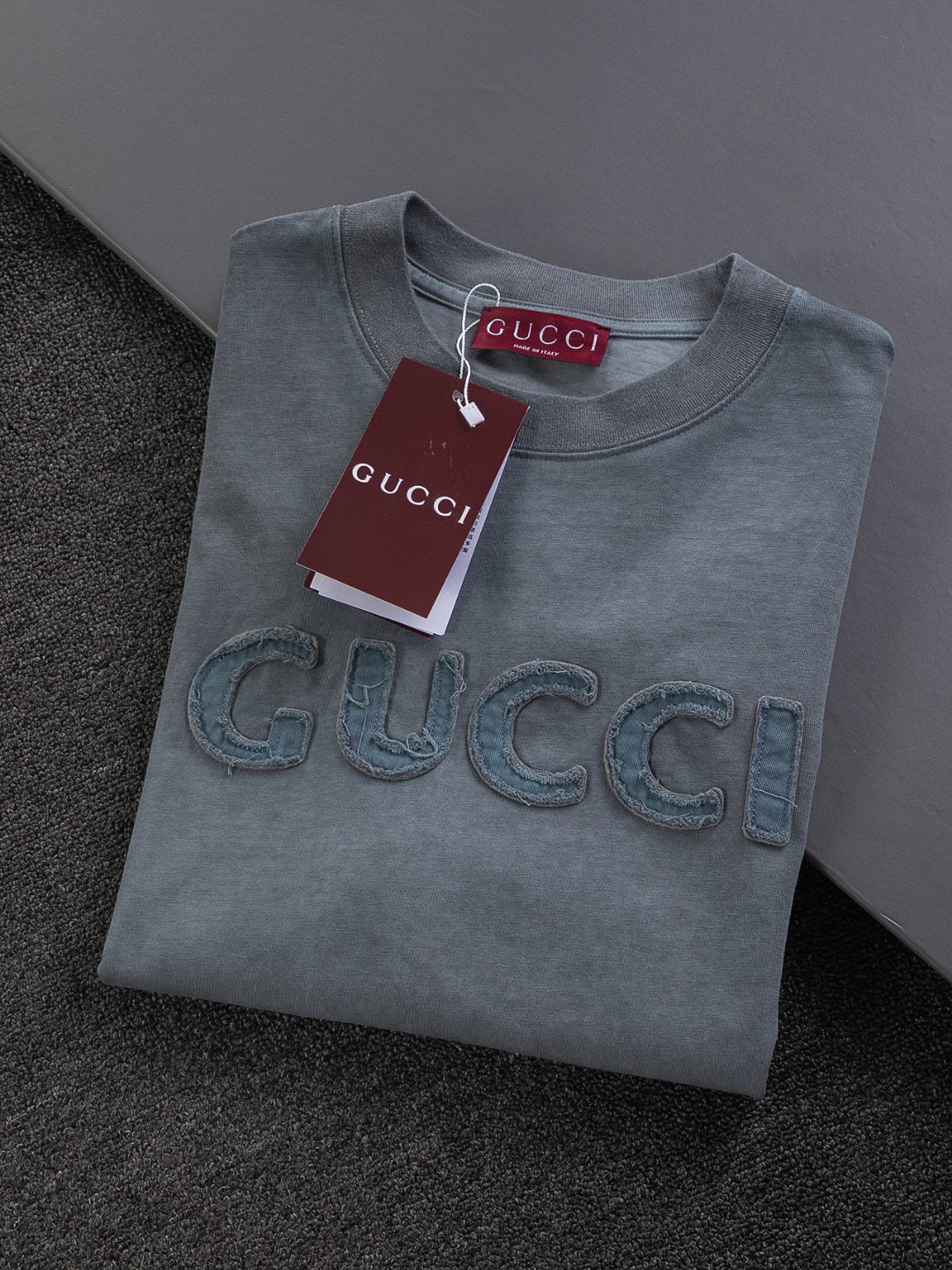 Gucci高仿短袖T恤男士水洗藍立體刺繡LOGO時尚感十足| 12 Gucci高仿短袖T恤男士水洗藍立體刺繡LOGO時尚感十足
