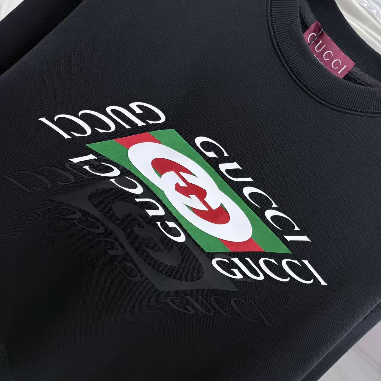 Gucci A貨長袖T恤黑色紅綠立體LOGO設計舒適針織材質| 10 Gucci A貨長袖T恤黑色紅綠立體LOGO設計舒適針織材質