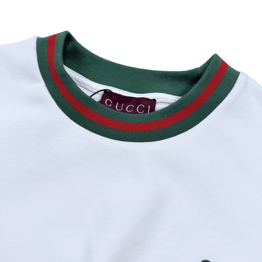 Gucci高仿長袖上衣白色紅綠羅紋滾邊簡約刺繡設計| 13 Gucci高仿長袖上衣白色紅綠羅紋滾邊簡約刺繡設計