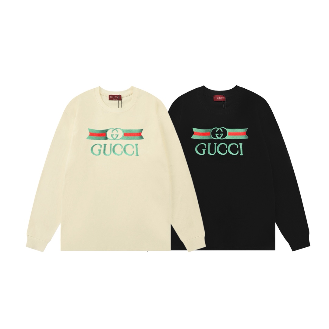Gucci原單米色復古刺繡LOGO長袖T恤 雙G緹花經典還原| 13 Gucci原單米色復古刺繡LOGO長袖T恤 雙G緹花經典還原