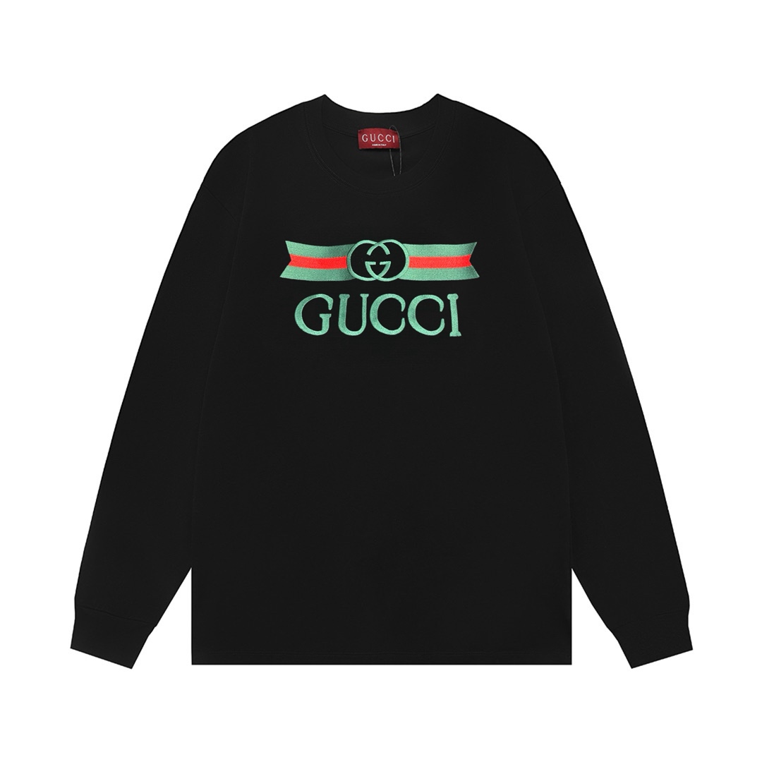 Gucci 一比一長袖T恤 男士經典LOGO印花設計 黑色款| 6 Gucci 一比一長袖T恤 男士經典LOGO印花設計 黑色款