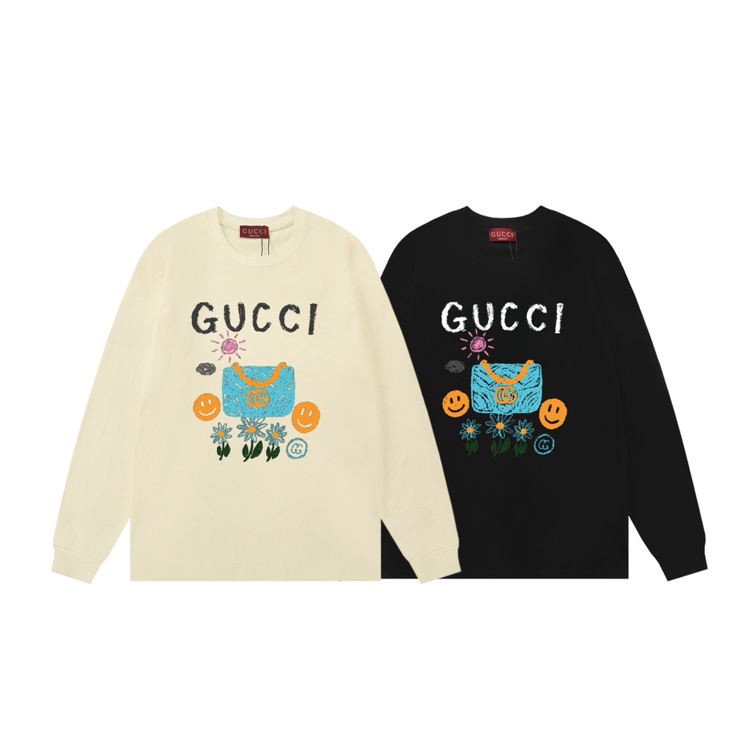 Gucci 原單長袖T恤 插畫風童趣設計 奶油白色| 13 Gucci 原單長袖T恤 插畫風童趣設計 奶油白色