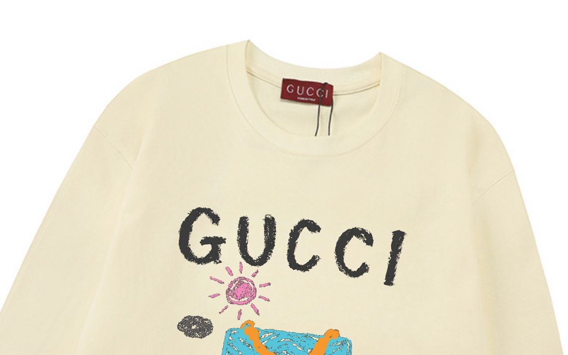 Gucci 原單長袖T恤 插畫風童趣設計 奶油白色| 12 Gucci 原單長袖T恤 插畫風童趣設計 奶油白色