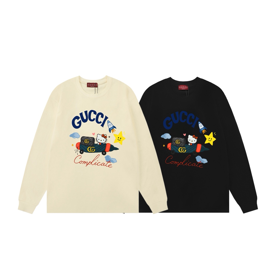 Gucci A貨長袖T恤 Hello Kitty火箭插畫 奶油白限定版| 13 Gucci A貨長袖T恤 Hello Kitty火箭插畫 奶油白限定版