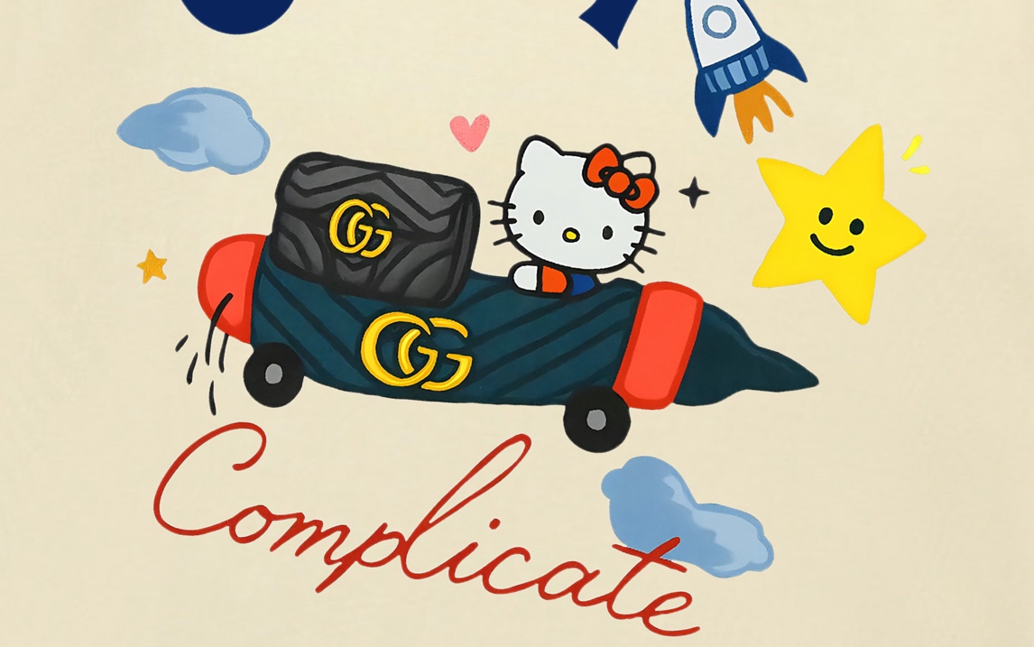 Gucci A貨長袖T恤 Hello Kitty火箭插畫 奶油白限定版| 12 Gucci A貨長袖T恤 Hello Kitty火箭插畫 奶油白限定版