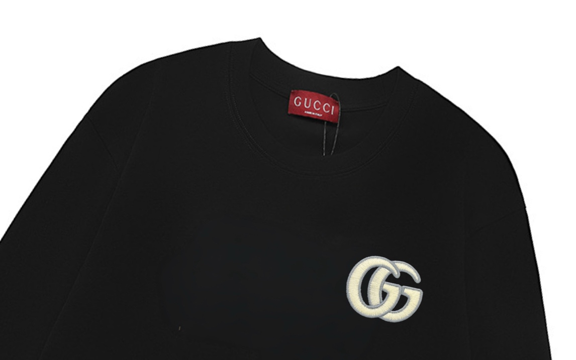 Gucci 原單長袖T恤 男款黑色經典GG刺繡 簡約實搭款| 12 Gucci 原單長袖T恤 男款黑色經典GG刺繡 簡約實搭款