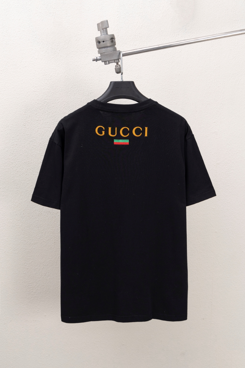 Gucci高仿黑色短袖T恤 GG牛仔拼接標誌潮流款| 13 Gucci高仿黑色短袖T恤 GG牛仔拼接標誌潮流款