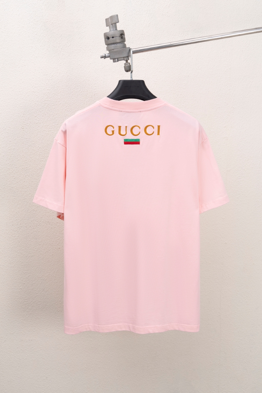 Gucci一比一粉色短袖T恤 牛仔刺繡GG標誌原版復刻| 14 Gucci一比一粉色短袖T恤 牛仔刺繡GG標誌原版復刻