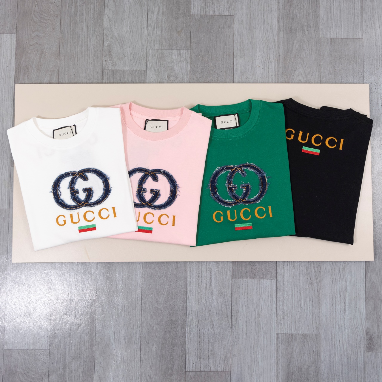Gucci一比一粉色短袖T恤 牛仔刺繡GG標誌原版復刻| 7 Gucci一比一粉色短袖T恤 牛仔刺繡GG標誌原版復刻