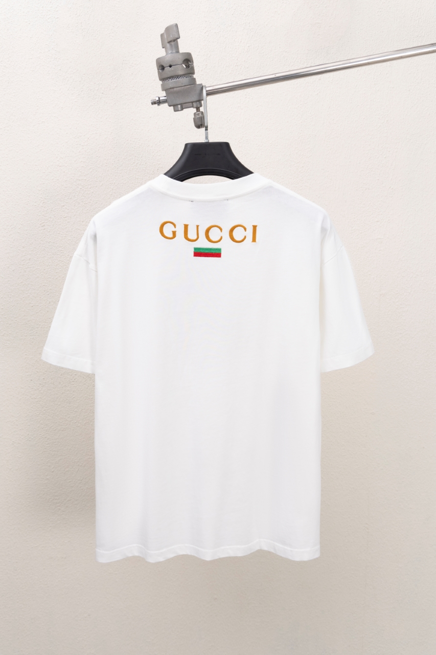 GucciA貨白色短袖T恤 牛仔雙G刺繡標誌款 清爽百搭| 14 GucciA貨白色短袖T恤 牛仔雙G刺繡標誌款 清爽百搭