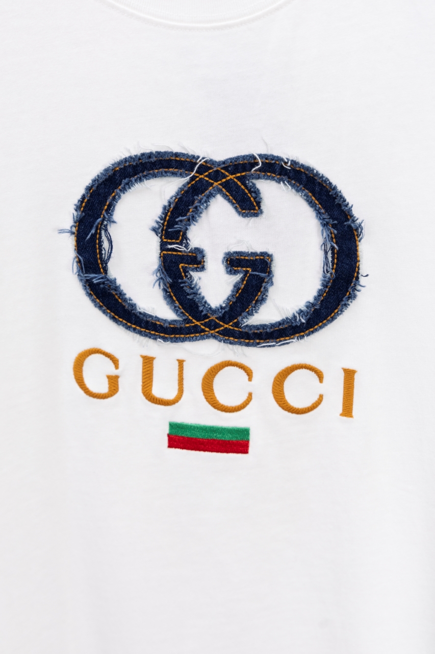 GucciA貨白色短袖T恤 牛仔雙G刺繡標誌款 清爽百搭| 9 GucciA貨白色短袖T恤 牛仔雙G刺繡標誌款 清爽百搭