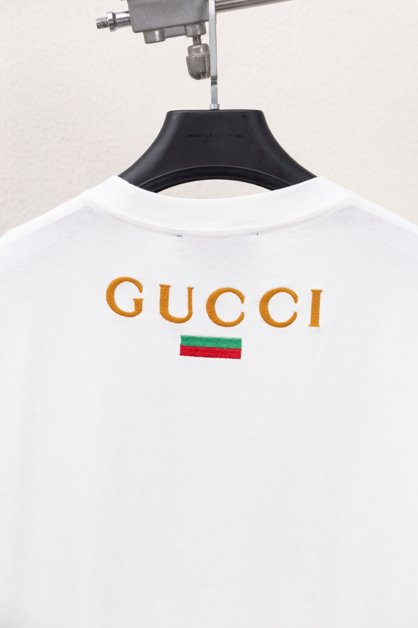 GucciA貨白色短袖T恤 牛仔雙G刺繡標誌款 清爽百搭| 8 GucciA貨白色短袖T恤 牛仔雙G刺繡標誌款 清爽百搭