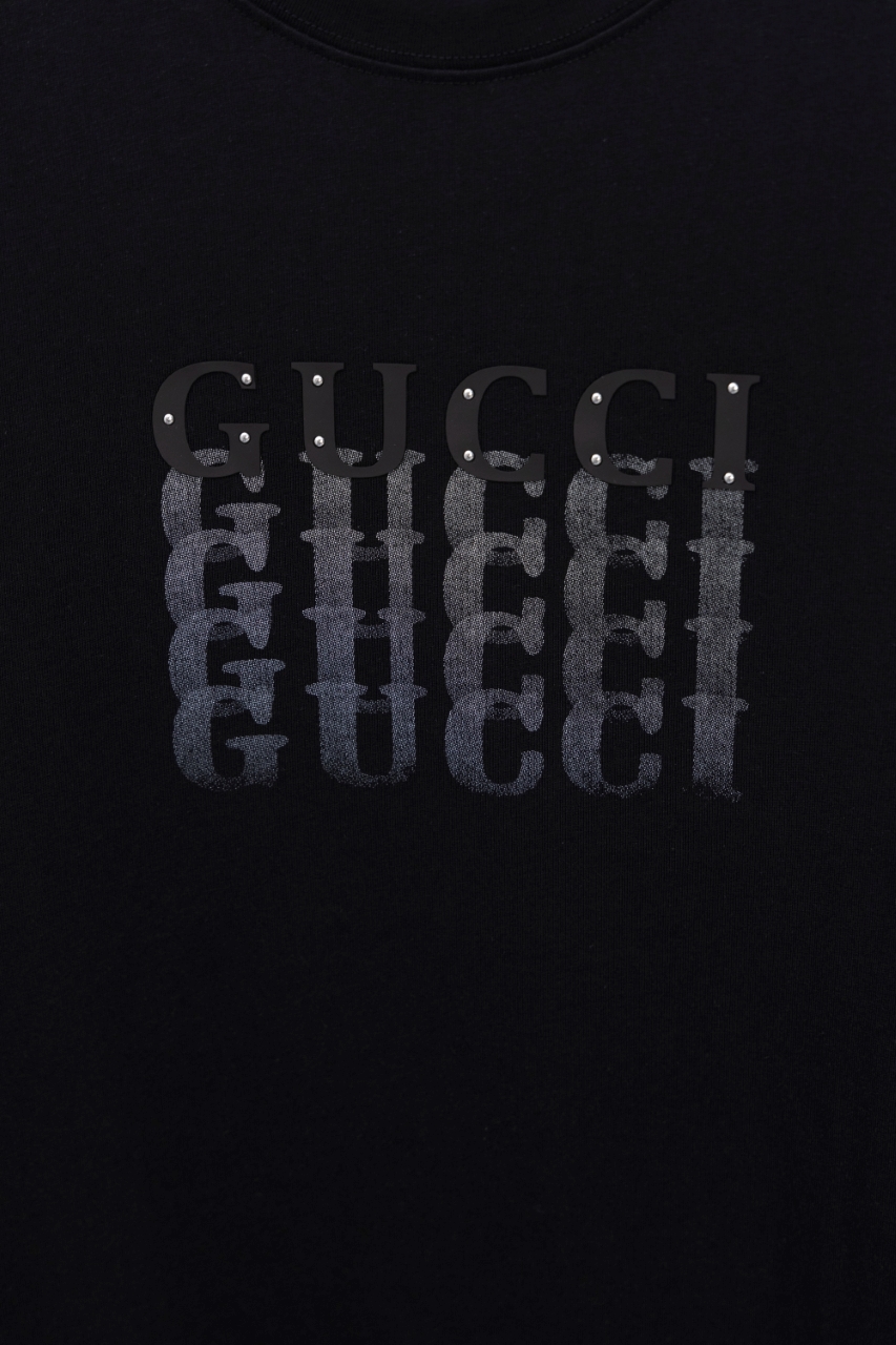 Gucci原單男款短袖T 黑色漸層LOGO設計 百搭時尚有型款| 9 Gucci原單男款短袖T 黑色漸層LOGO設計 百搭時尚有型款