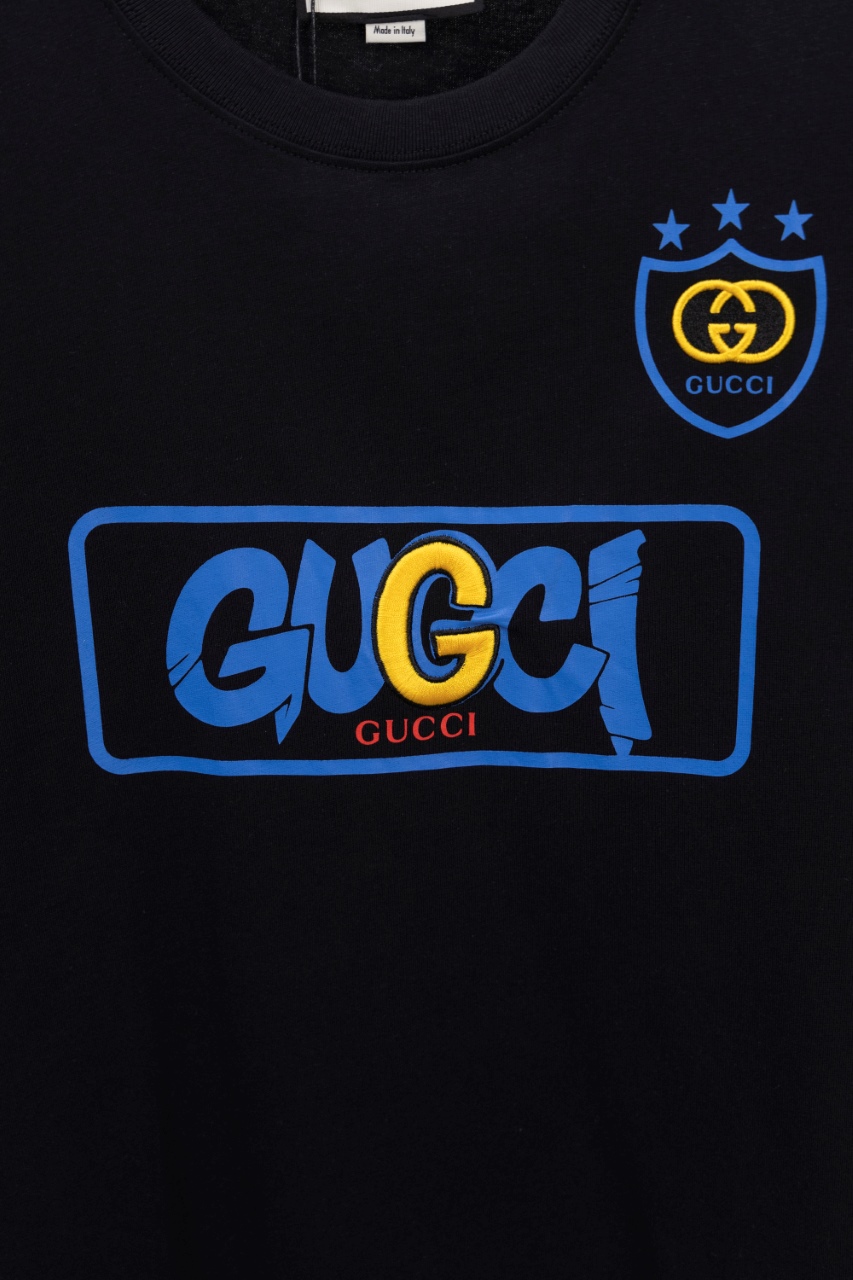 Gucci原單男裝短袖T盾牌標誌設計 彩色字母印花潮感十足| 9 Gucci原單男裝短袖T盾牌標誌設計 彩色字母印花潮感十足