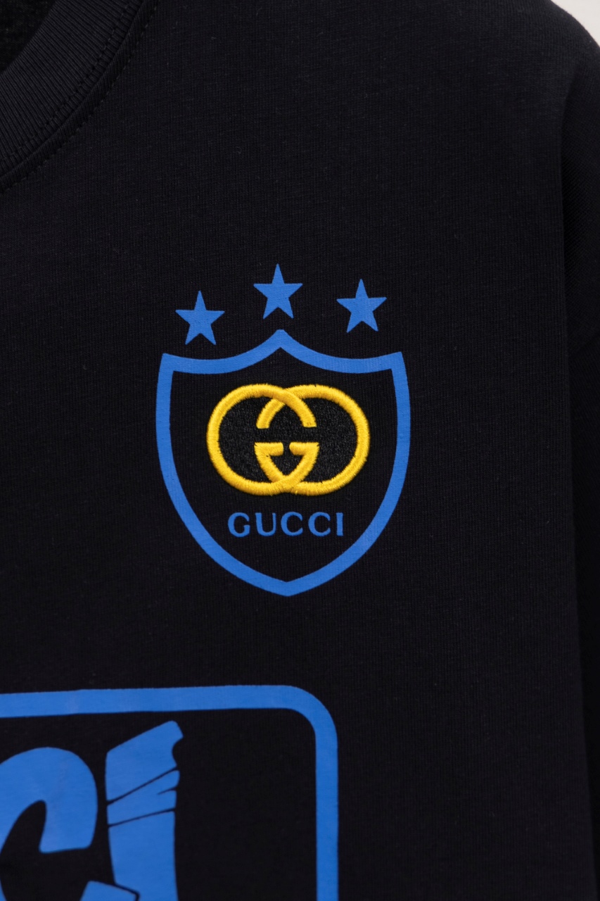 Gucci原單男裝短袖T盾牌標誌設計 彩色字母印花潮感十足| 8 Gucci原單男裝短袖T盾牌標誌設計 彩色字母印花潮感十足