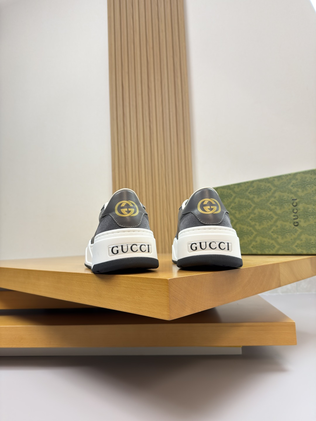Gucci原單男款低調黑灰運動鞋 經典真皮拼接休閒鞋款| 8 Gucci原單男款低調黑灰運動鞋 經典真皮拼接休閒鞋款