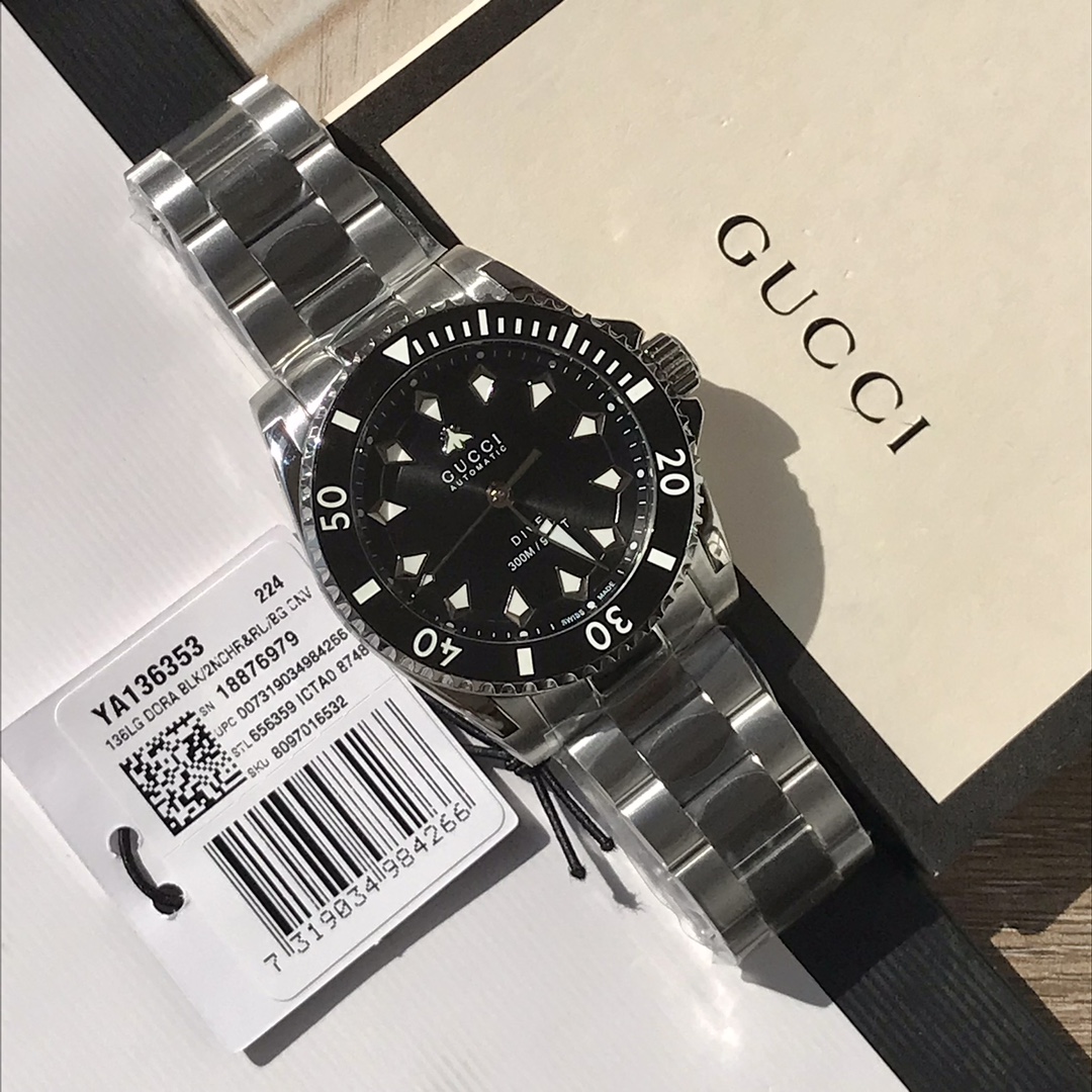 Gucci高仿男士潛水手錶黑色錶盤時尚鋼帶款300米防水| 13 Gucci高仿男士潛水手錶黑色錶盤時尚鋼帶款300米防水