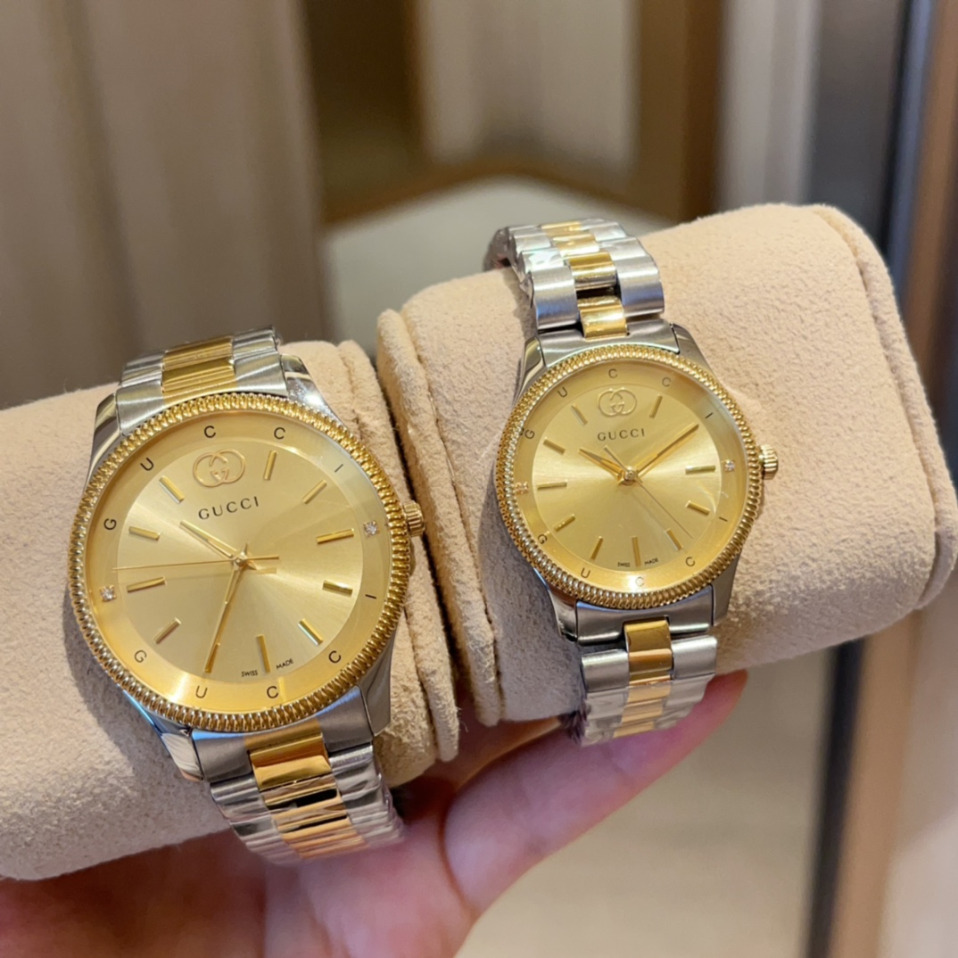 GucciA貨對錶Timeless湖水綠面款 雙色鍊帶男錶女錶組合| 11 GucciA貨對錶Timeless湖水綠面款 雙色鍊帶男錶女錶組合