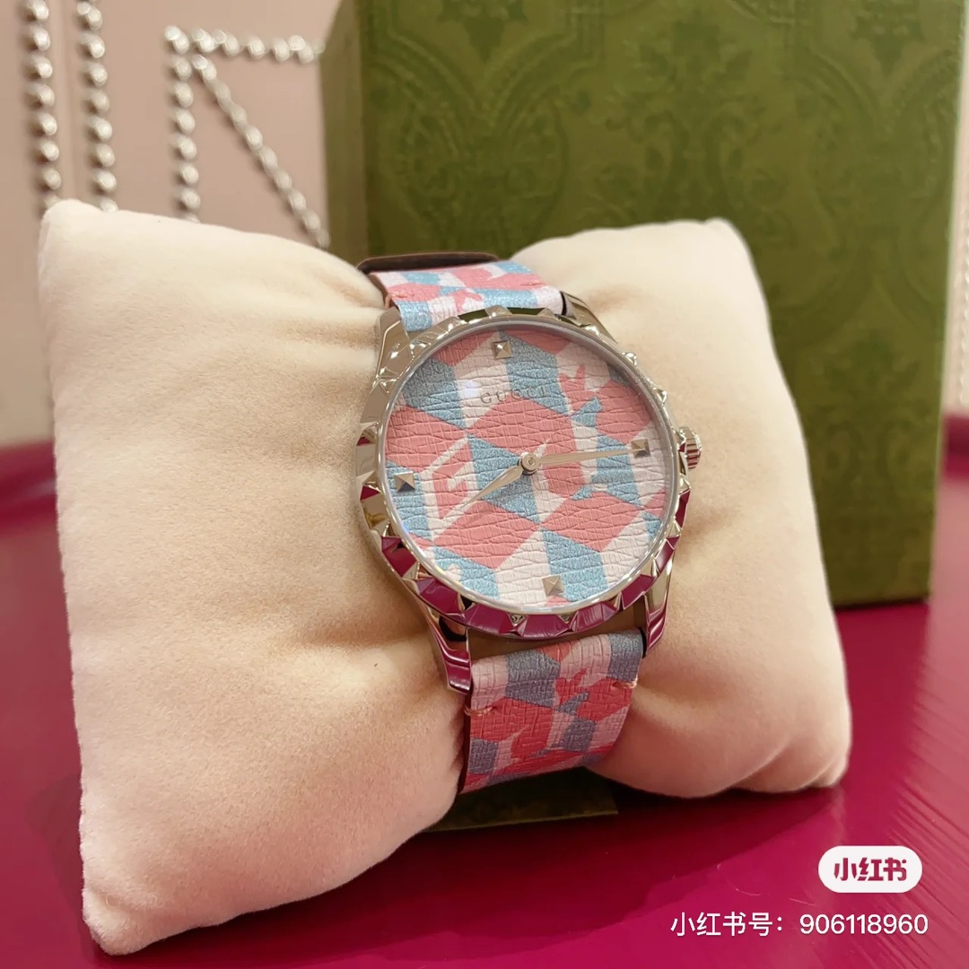 Gucci高仿女錶Timeless幾何印花皮錶 兔耳創意圖騰款式| 8 Gucci高仿女錶Timeless幾何印花皮錶 兔耳創意圖騰款式
