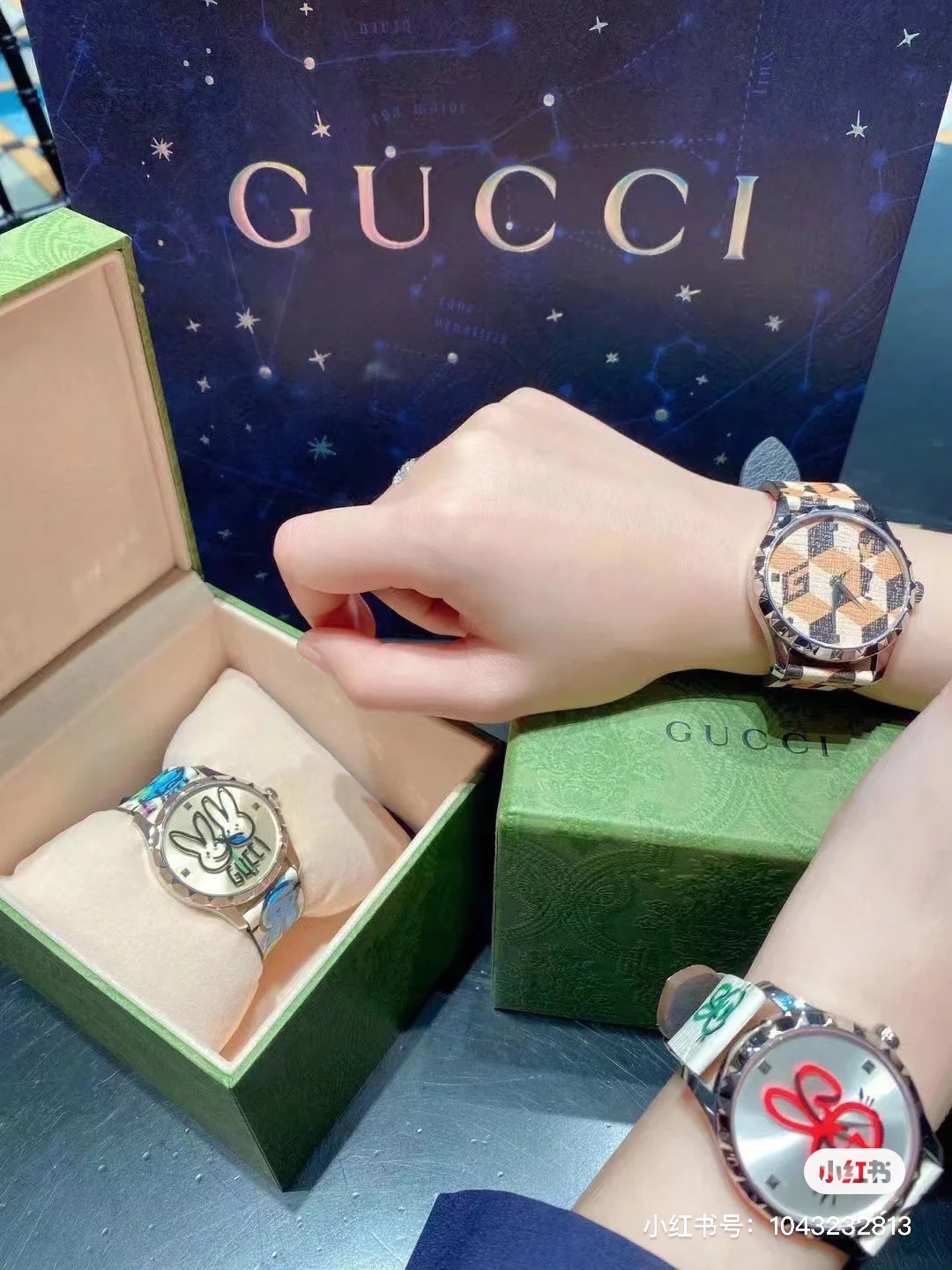 Gucci高仿女錶Timeless幾何印花皮錶 兔耳創意圖騰款式| 7 Gucci高仿女錶Timeless幾何印花皮錶 兔耳創意圖騰款式