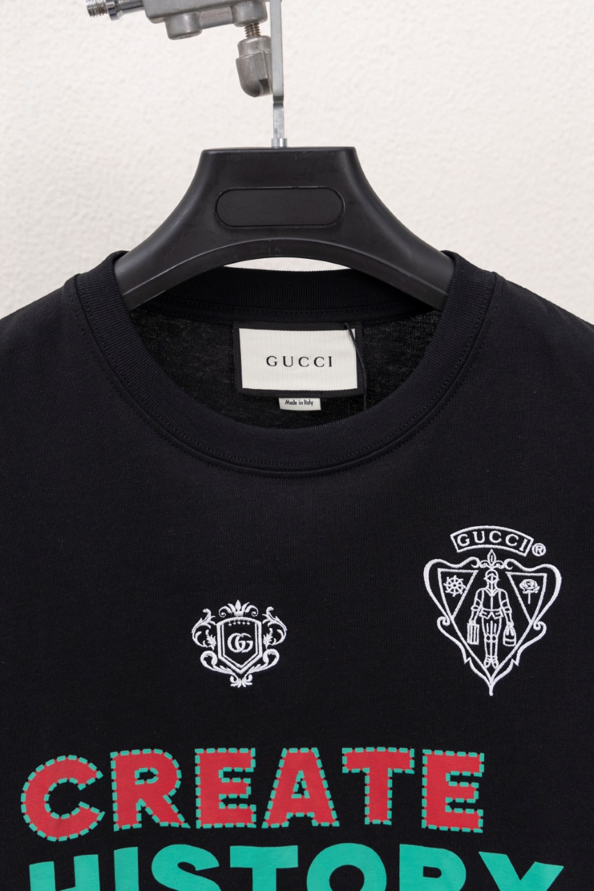Gucci高仿男士短袖T恤 黑色印花Create History 經典設計款| 13 Gucci高仿男士短袖T恤 黑色印花Create History 經典設計款