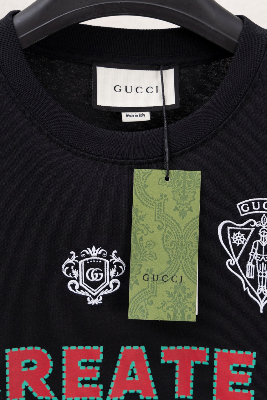 Gucci高仿男士短袖T恤 黑色印花Create History 經典設計款| 12 Gucci高仿男士短袖T恤 黑色印花Create History 經典設計款