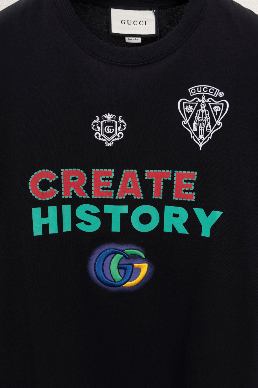 Gucci高仿男士短袖T恤 黑色印花Create History 經典設計款| 9 Gucci高仿男士短袖T恤 黑色印花Create History 經典設計款