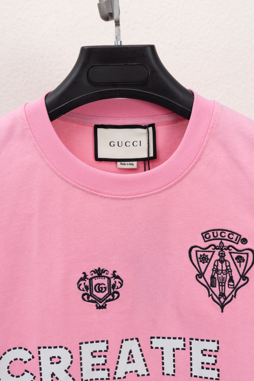 Gucci高仿短袖T恤 粉色款 Create History 繽紛字體刺繡| 13 Gucci高仿短袖T恤 粉色款 Create History 繽紛字體刺繡