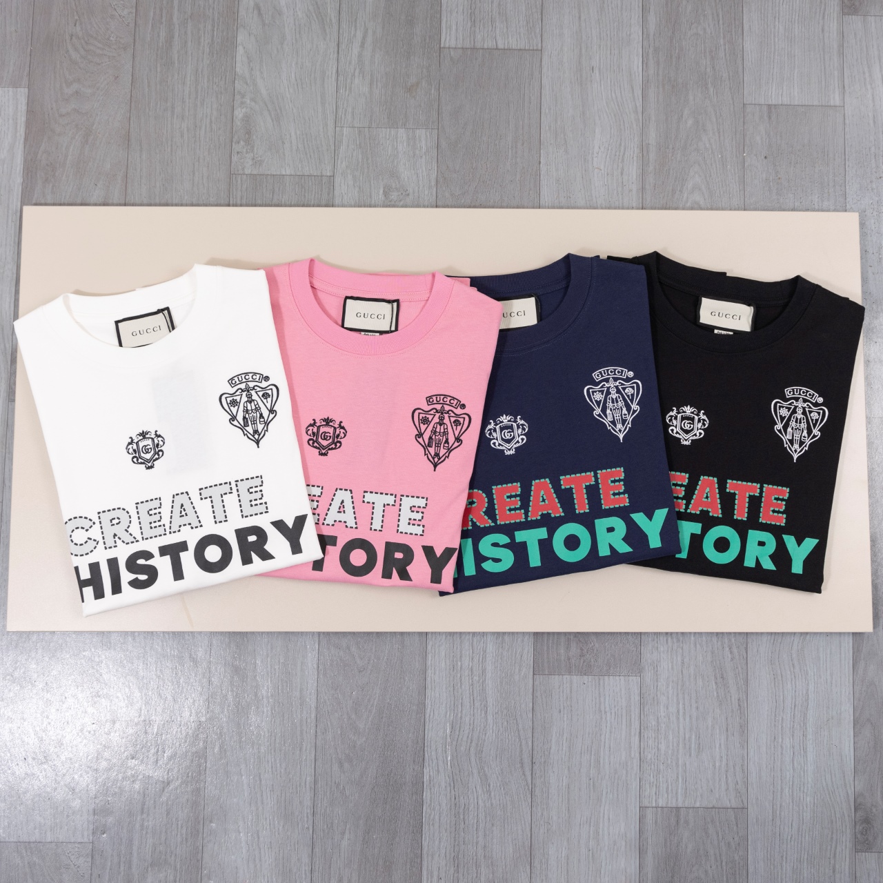 Gucci高仿短袖T恤 粉色款 Create History 繽紛字體刺繡| 7 Gucci高仿短袖T恤 粉色款 Create History 繽紛字體刺繡