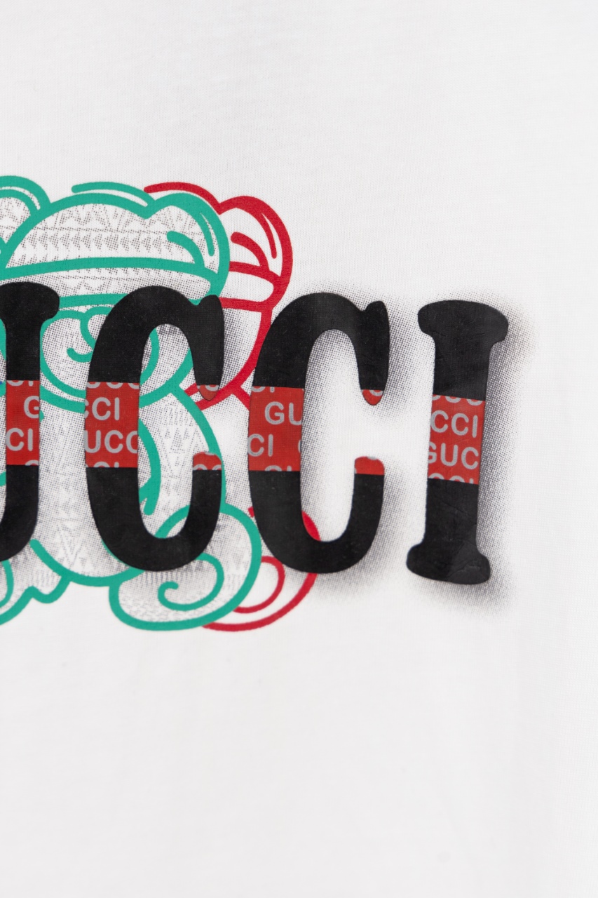Gucci高仿短袖T恤 白色款 多層LOGO刺繡設計潮流定番款| 8 Gucci高仿短袖T恤 白色款 多層LOGO刺繡設計潮流定番款