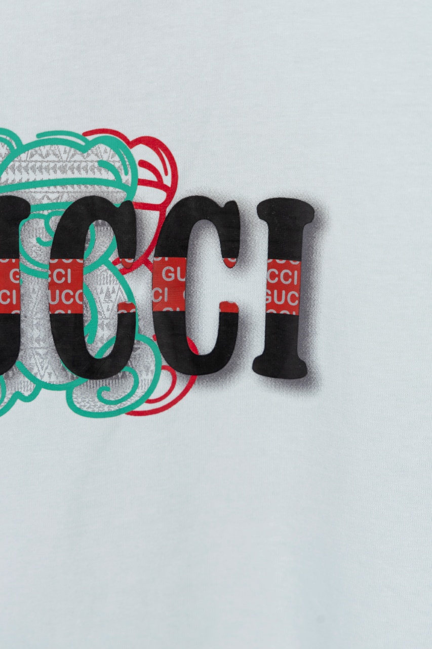 Gucci高仿短袖T恤 薄荷藍 LOGO疊層刺繡設計 夏季人氣款| 8 Gucci高仿短袖T恤 薄荷藍 LOGO疊層刺繡設計 夏季人氣款