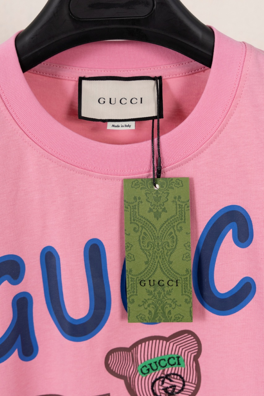 Gucci原單男款短袖 粉色小熊刺繡LOGO款 CLUB聯名風設計| 13 Gucci原單男款短袖 粉色小熊刺繡LOGO款 CLUB聯名風設計
