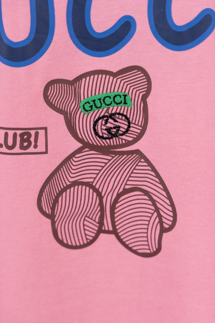 Gucci原單男款短袖 粉色小熊刺繡LOGO款 CLUB聯名風設計| 8 Gucci原單男款短袖 粉色小熊刺繡LOGO款 CLUB聯名風設計