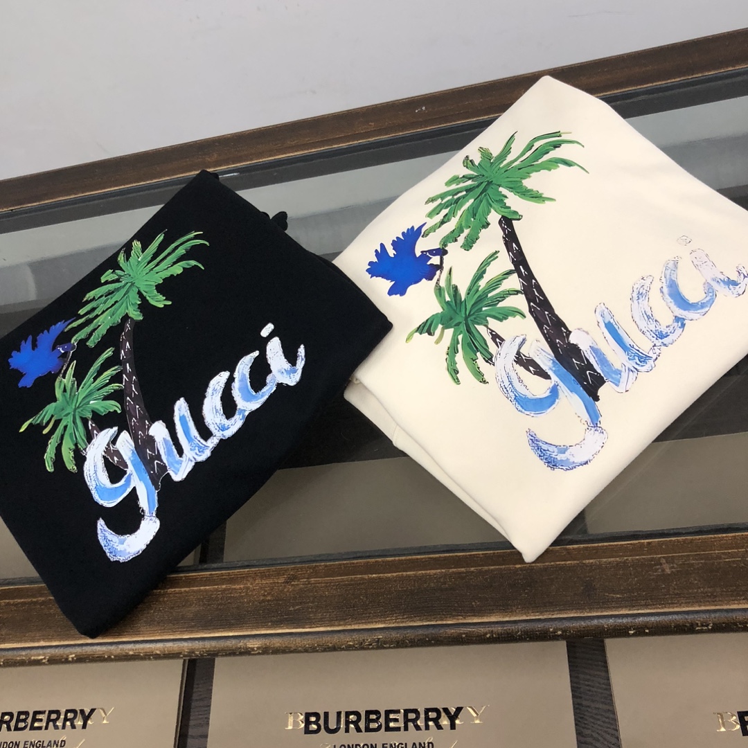 Gucci一比一男士長袖棉T 椰子樹刺繡印花熱帶風設計| 13 Gucci一比一男士長袖棉T 椰子樹刺繡印花熱帶風設計