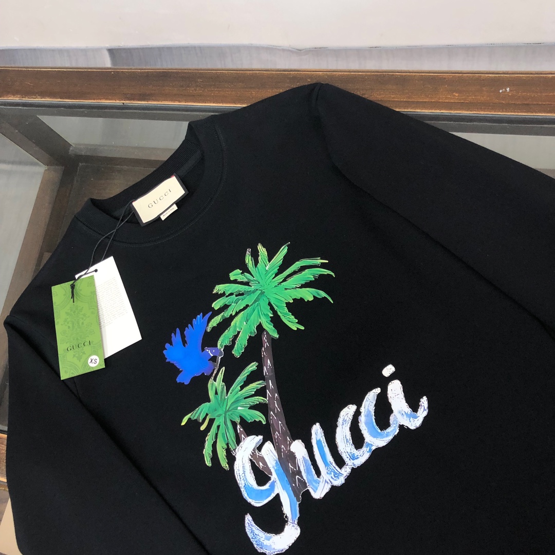 Gucci一比一男士長袖棉T 椰子樹刺繡印花熱帶風設計| 12 Gucci一比一男士長袖棉T 椰子樹刺繡印花熱帶風設計