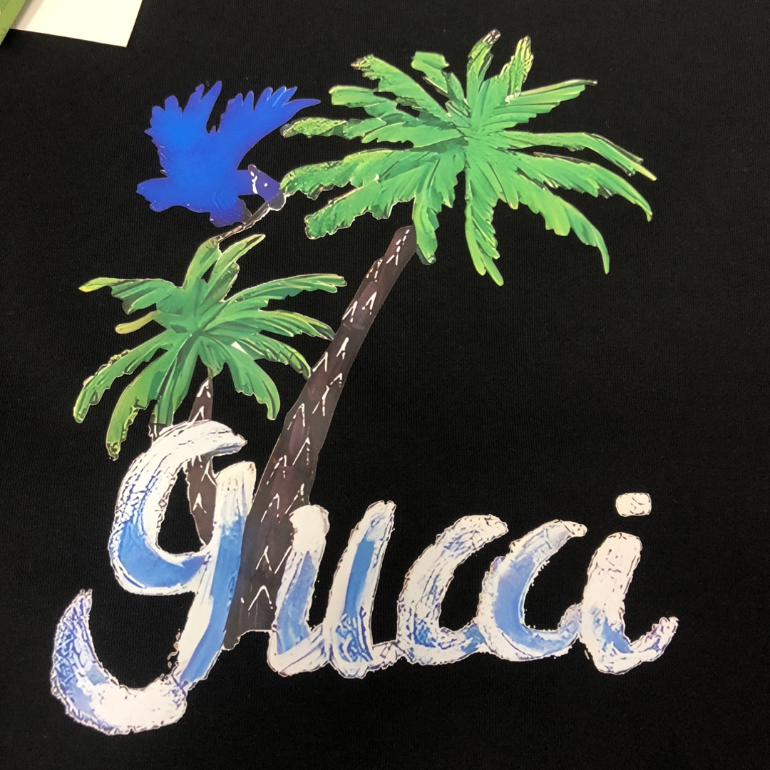 Gucci一比一男士長袖棉T 椰子樹刺繡印花熱帶風設計| 11 Gucci一比一男士長袖棉T 椰子樹刺繡印花熱帶風設計