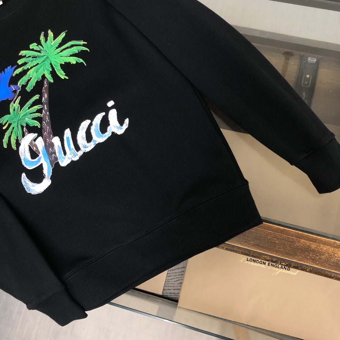 Gucci一比一男士長袖棉T 椰子樹刺繡印花熱帶風設計| 8 Gucci一比一男士長袖棉T 椰子樹刺繡印花熱帶風設計